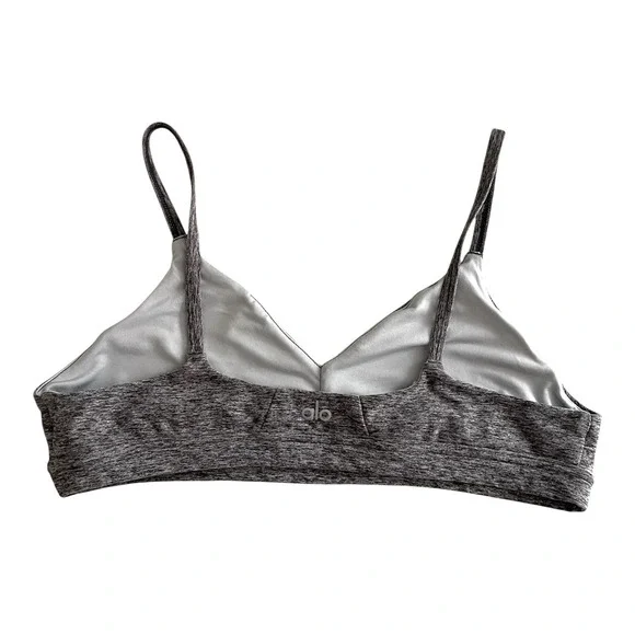 Alo Yoga Alosoft Lounge Sports Bra Heather Grey Sz L V-Neck Bralette Gym - Picture 12 of 15
